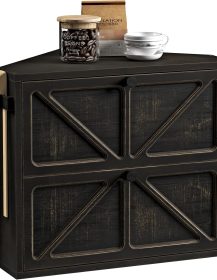 WOWLIVE Vintage Corner Bread Box for Kitchen Counter, Double-Layer Bamboo Bread Storage Bin, Large Capacity Rustic Farmhouse Bread Holder, Breadbox Organizer for Cabinet (Black, Medium)